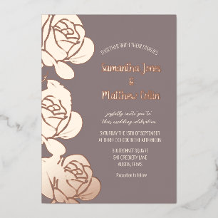 Roses Floral Boho Blush Pink Gold Foil Wedding