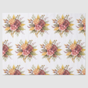 Roses floral Burgundy Pattern Antique Weddings Tissue Paper