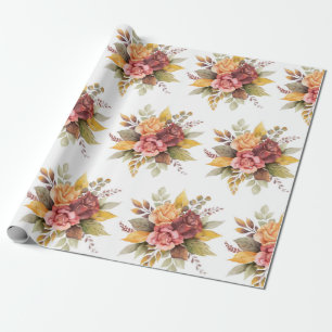Roses floral Burgundy Pattern Antique Weddings Wrapping Paper