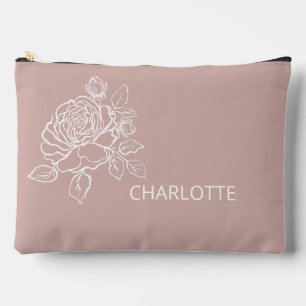 Roses Floral Custom Name Accessory Pouch