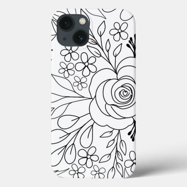 Roses floral drawing line art Case-Mate iPhone case (Back)