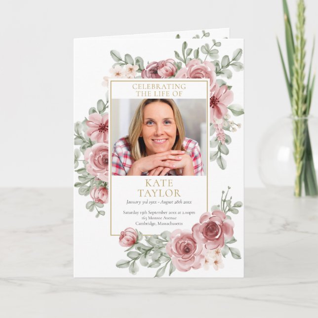 Roses Floral Funeral Order Of Service Programme (Front)