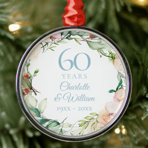 Roses Floral Garland 60th Wedding Anniversary Metal Tree Decoration