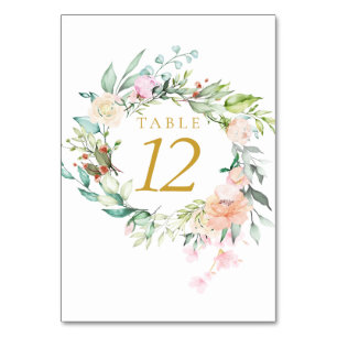 Roses Floral Gold Table Numbers
