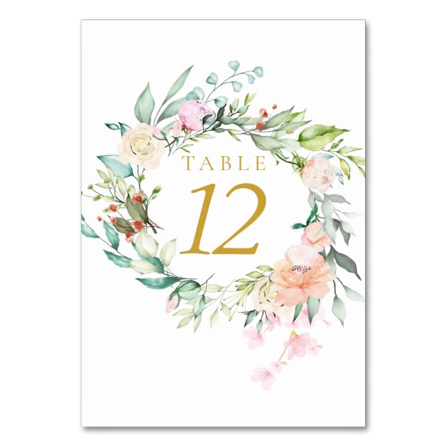 Roses Floral Gold Table Numbers (Back)