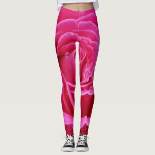 Roses floral green red  modern chic style Leggings