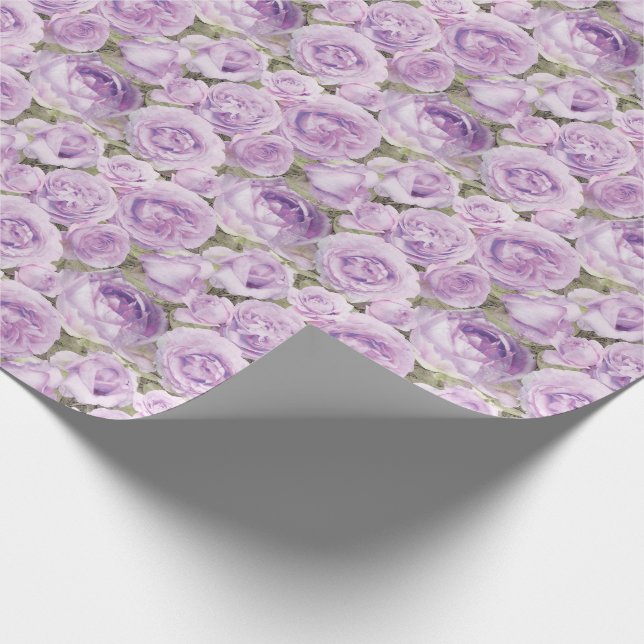 Roses Floral Lavender Purple Pattern Wrapping Paper (Corner)