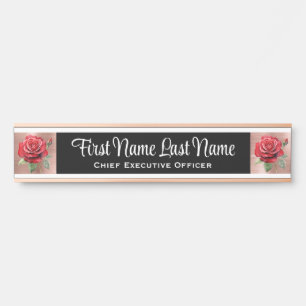 Roses Floral Office Door Signs Name Plate