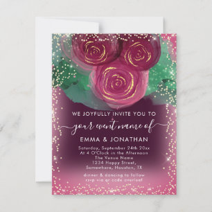 Roses Floral QR Code Burgundy Gold Marsala