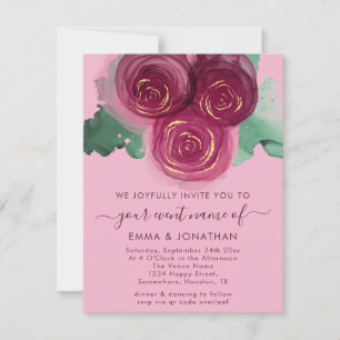 Roses Floral QR Code Burgundy Marsala Pink