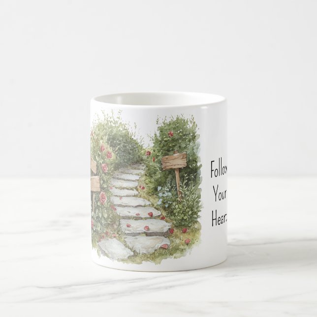 Roses Floral Stone Path  Coffee Mug (Center)
