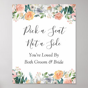 Roses Floral Wedding Ceremony Pick a Seat Sign