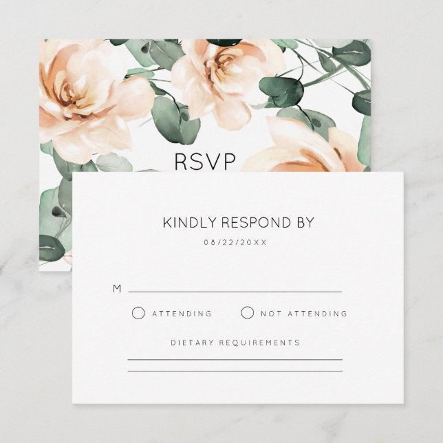 Roses Floral Wedding  RSVP Card (Front/Back)