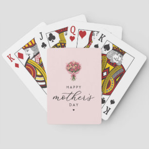 Roses Flower Bouquet Happy Mother's Day Elegant Playing Cards