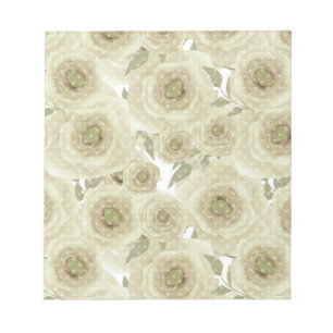Roses flowers abstract floral print beige colours notepad