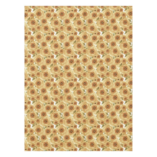Roses flowers abstract floral print beige colours tablecloth (Front)