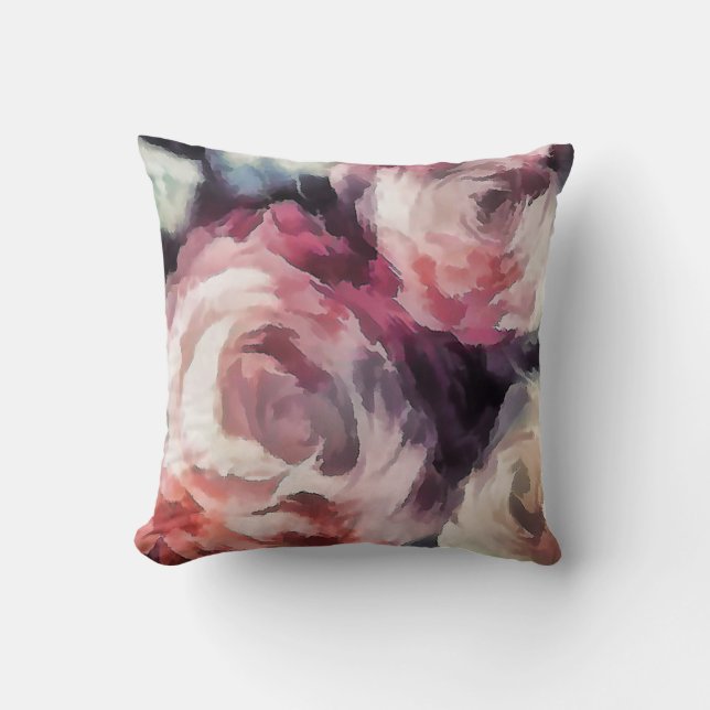 Roses flowers oil painting abstract floral print b cushion (Front)