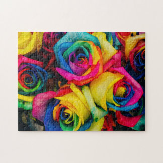 roses flowers rainbow cute pretty art colours jigsaw puzzle