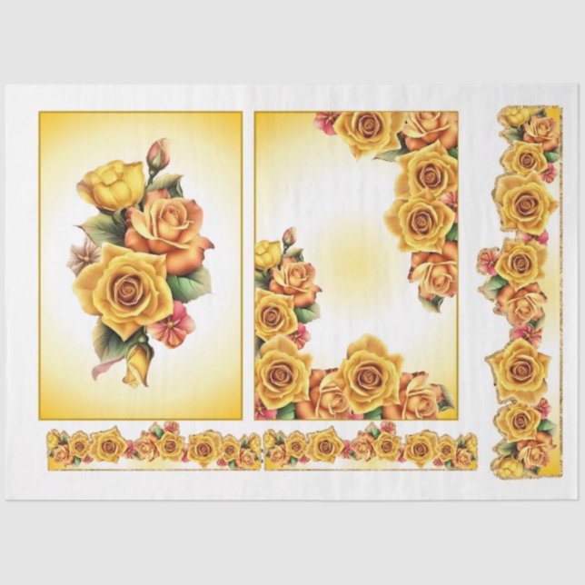 Roses for Decoupage Series Design 1 Tissue Paper (Front)