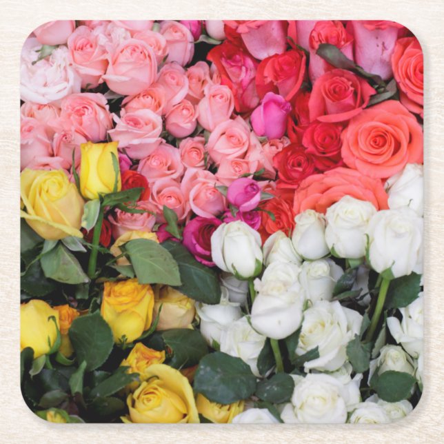 Roses for sale, San Miguel de Allende, Mexico Square Paper Coaster (Front)