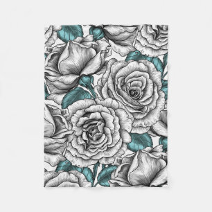 Roses for you in white fleece blanket