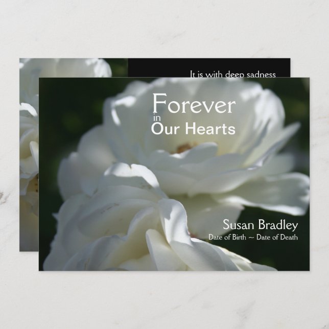 Roses Forever in Our Hearts Memorial Service Invitation (Front/Back)