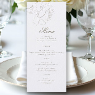 Roses Formal Modern Classic Pearl Elegant Wedding Menu