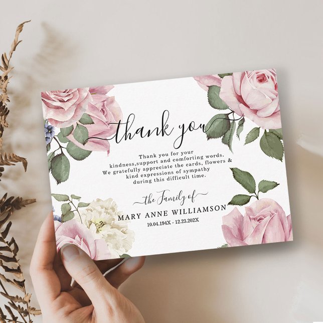 Roses Funeral Thank You Card (Creator Uploaded)