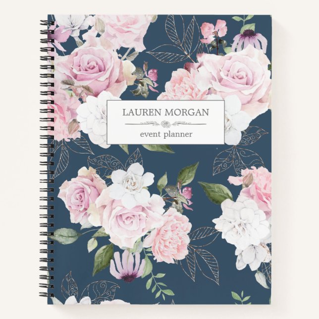 Roses Garden Blue | Personalised Notebook (Front)