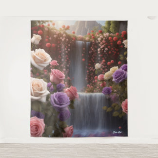 Roses Garden Waterfall The Floriography Customised Tapestry