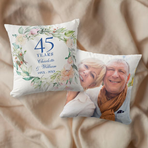 Roses Garland 45th 65th Wedding Anniversary Photo Cushion