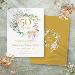 Roses Garland 50th Anniversary Save the Date Postcard<br><div class="desc">Featuring a delicate watercolour floral greenery garland,  this chic botanical 50th wedding anniversary save the date invitation can be personalised with your special save the date information. The reverse features a matching floral garland framing your anniversary dates in elegant white text on a gold background. Designed by Thisisnotme©</div>