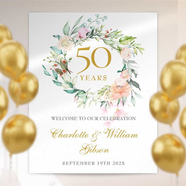 Roses Garland 50th Anniversary Welcome Sign (Creator Uploaded)