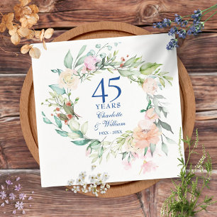 Roses Garland Floral 45th 65th Wedding Anniversary Napkin