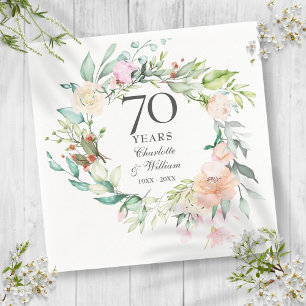 Roses Garland Floral 70th Wedding Anniversary Napkin