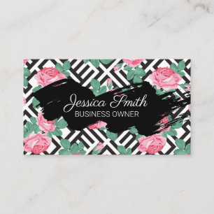 Roses Geometric Pattern Business Card