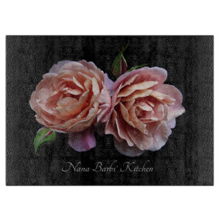 Roses Glass Cutting Board Personalized