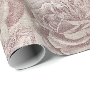 Roses Glitter Pink Rose Bokeh Floral Ivory Blush Wrapping Paper