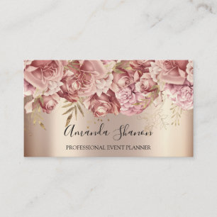 Roses Gold Event Planner QR CODE Logo Business Card