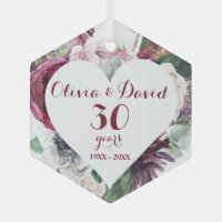Roses Greenery 30th Anniversary Ceramic Ornament