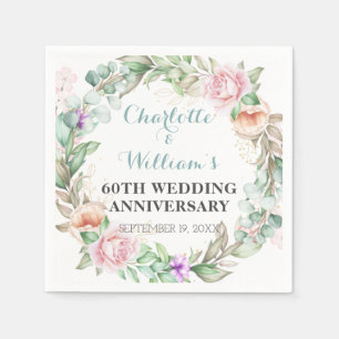 Roses Greenery 60th Diamond Wedding Anniversary  Napkin