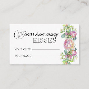 Roses guess how many kisses bridal game enclosure card