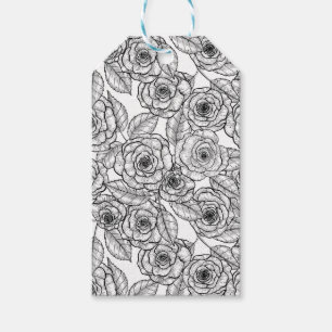 Roses hand drawn pattern gift tags