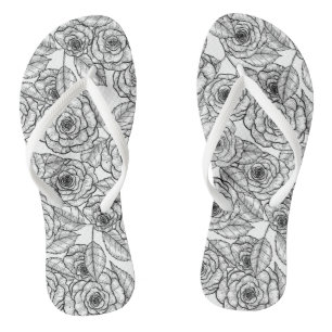 Roses hand drawn pattern jandals