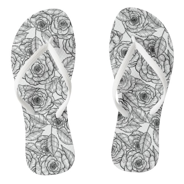 Roses hand drawn pattern jandals (Footbed)