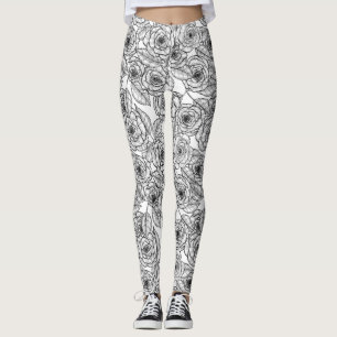 Roses hand drawn pattern leggings