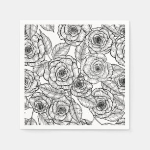 Roses hand drawn pattern napkin