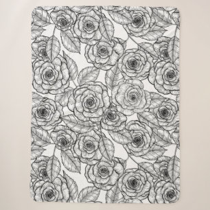 Roses hand drawn pattern sherpa blanket