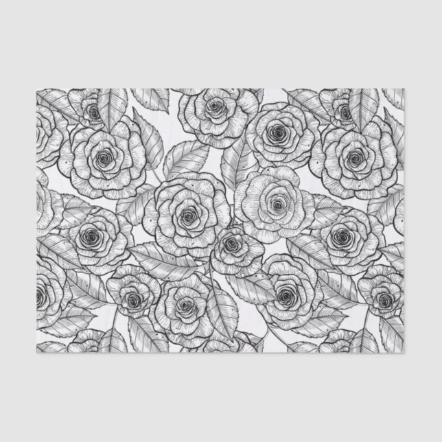 Roses hand drawn pattern tissue paper (Front)