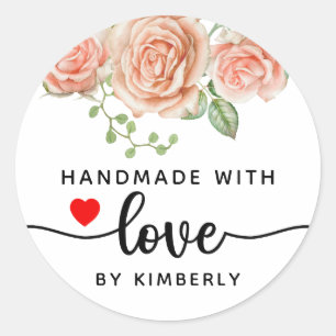 Roses Handmade with Love  Classic Round Sticker